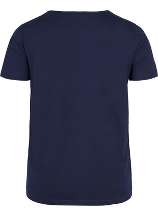 T-shirt z krótkim rekawem i dekoltem w szpic, Navy Blazer, Packshot image number 1