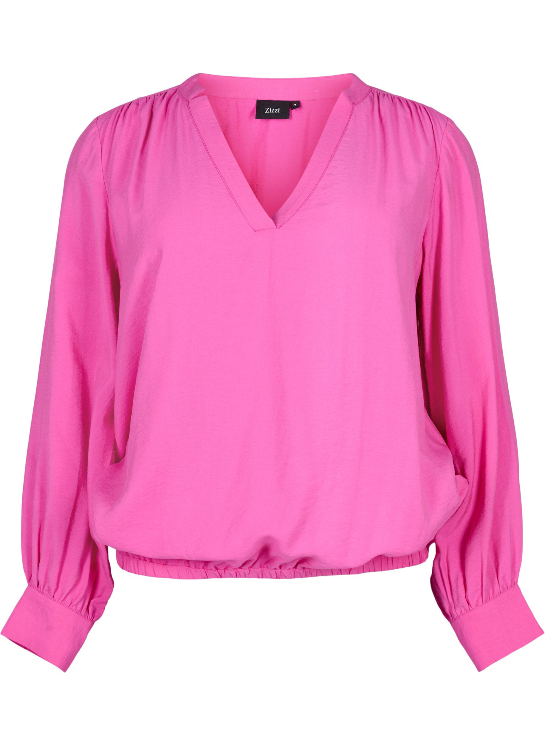 Zizzi 	 Viscose blouse with v-neck, Raspberry Rose, Packshot image number 0