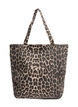 Denimowa torba shopper w panterke, Brązowy, Packshot image number 0