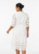 Sukienka-koszulka w stylu broderie anglaise z pasem do wiazania, Biały, Model image number 2