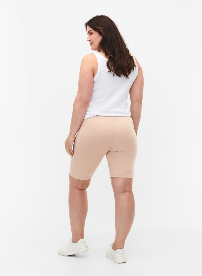 Jednokolorowe szorty rowerowe typu basic, Beżowy, Model image number 2