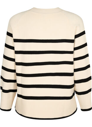 Sweter z mieszanki wiskozy z rozcieciem z boku, Birch W/Black, Packshot image number 1