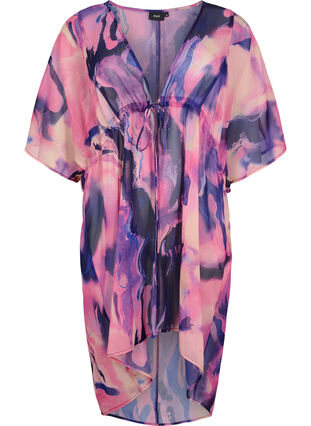 Plazowe kimono z nadrukiem, Purple Swirl, Packshot image number 0