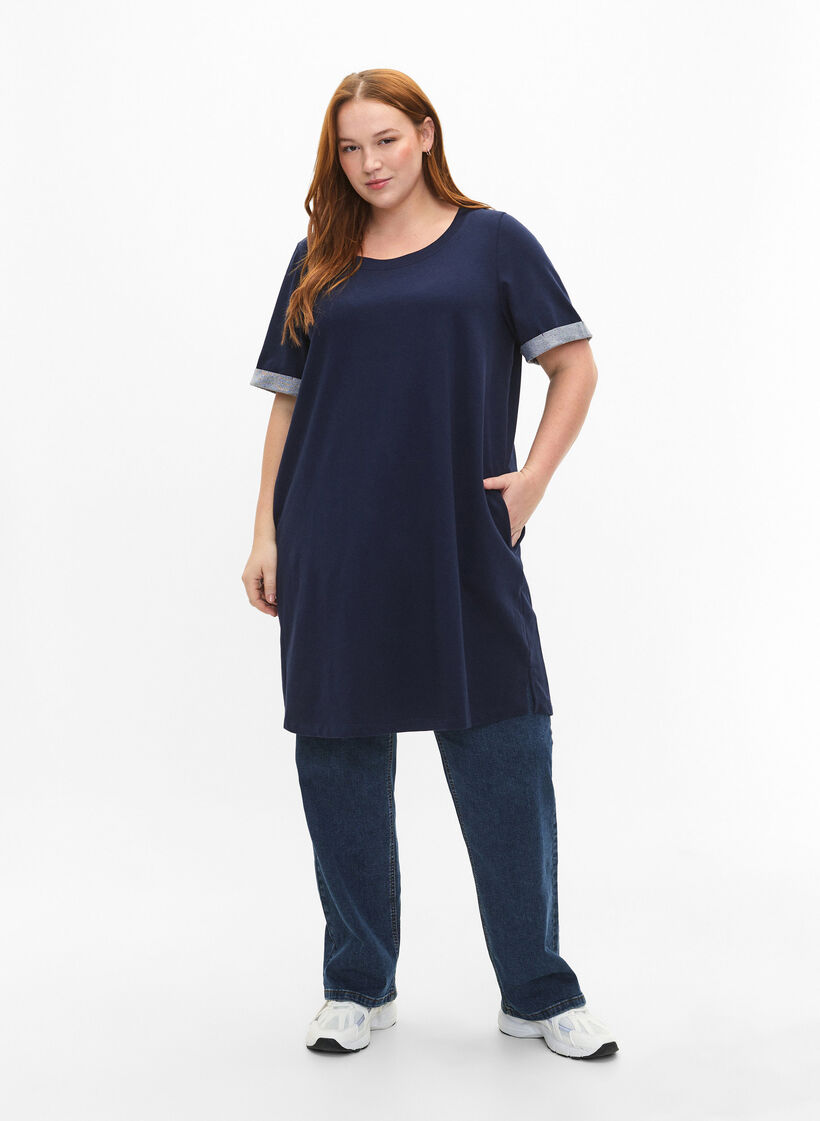  Sukienka dresowa z krótkimi rekawami i kieszeniami, Black Iris, Model image number 2