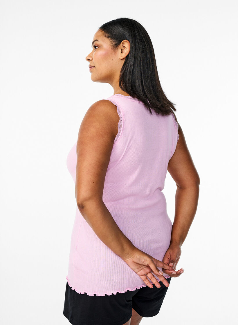 Top z koronkowym wykonczeniem, R&oacute;żowy, Model image number 2