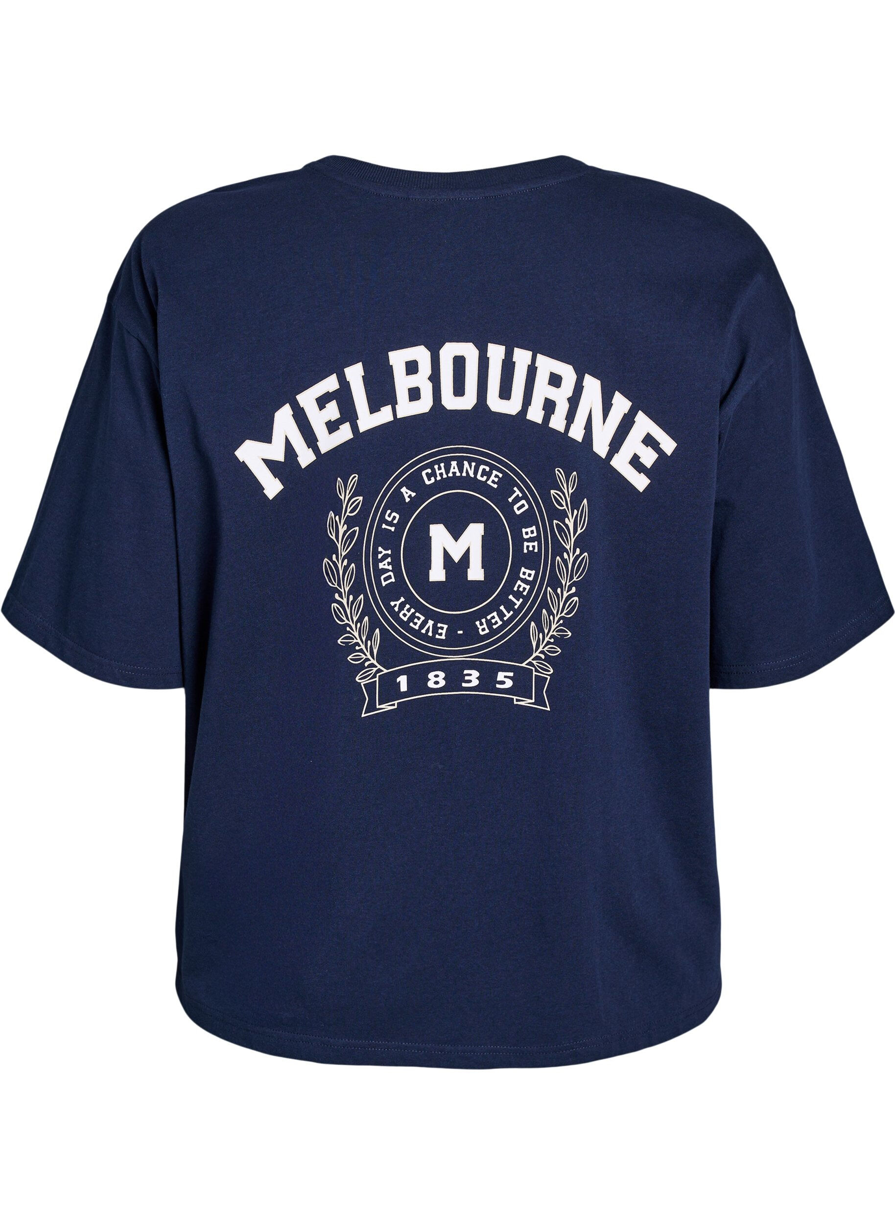 Zizzi Oversizowa koszulka z nadrukiem z tylu, Niebieskie, Packshot image number 1