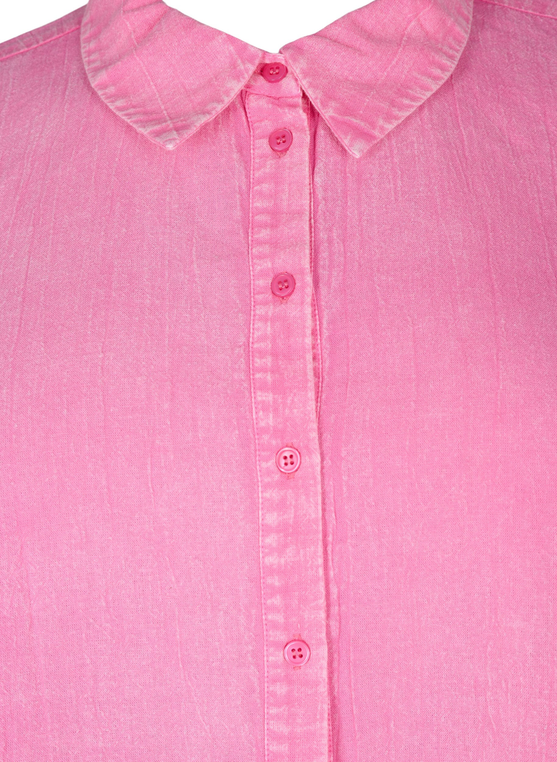 Zizzi Koszula dzinsowa w jednolitym kolorze, Pink Power, Packshot image number 2