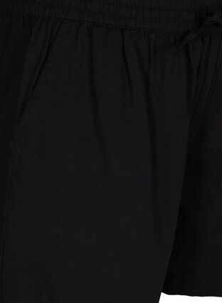 Luzne szorty z mieszanki bawelny z lnem, Black, Packshot image number 2