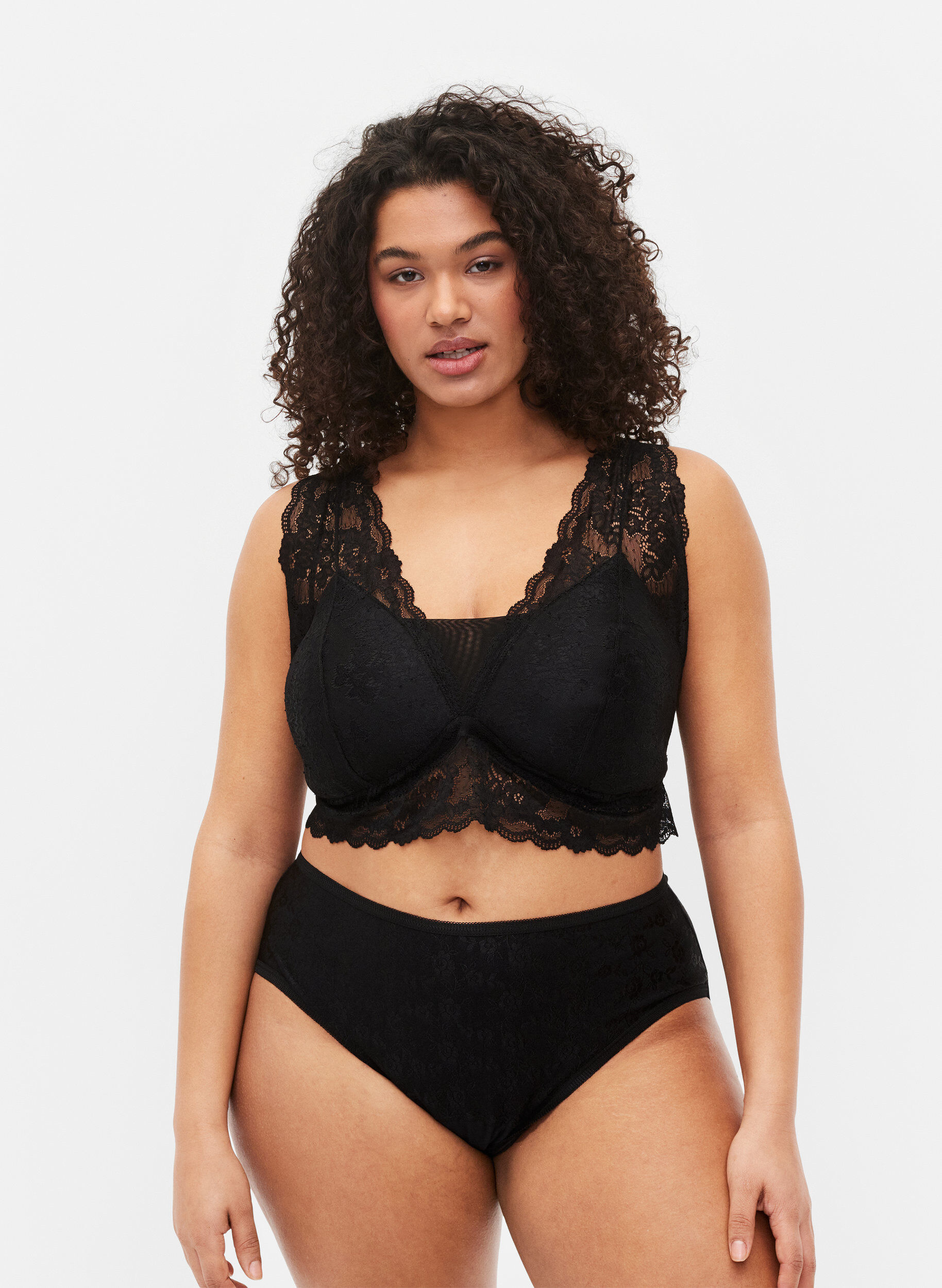 Zizzi Majtki menstruacyjne z koronka, Black/lace, Model image number 0