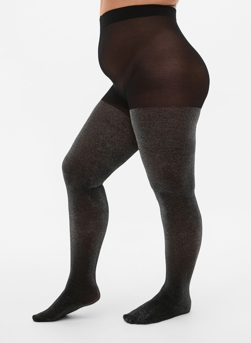 Glittery 50 denier tights, Black, Model image number 0