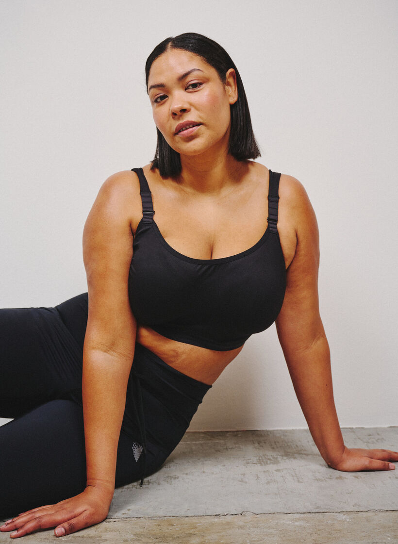 Biustonosz sportowy high support z fiszbinami i miekkimi ramiaczkami, Czarne, Image image number 0