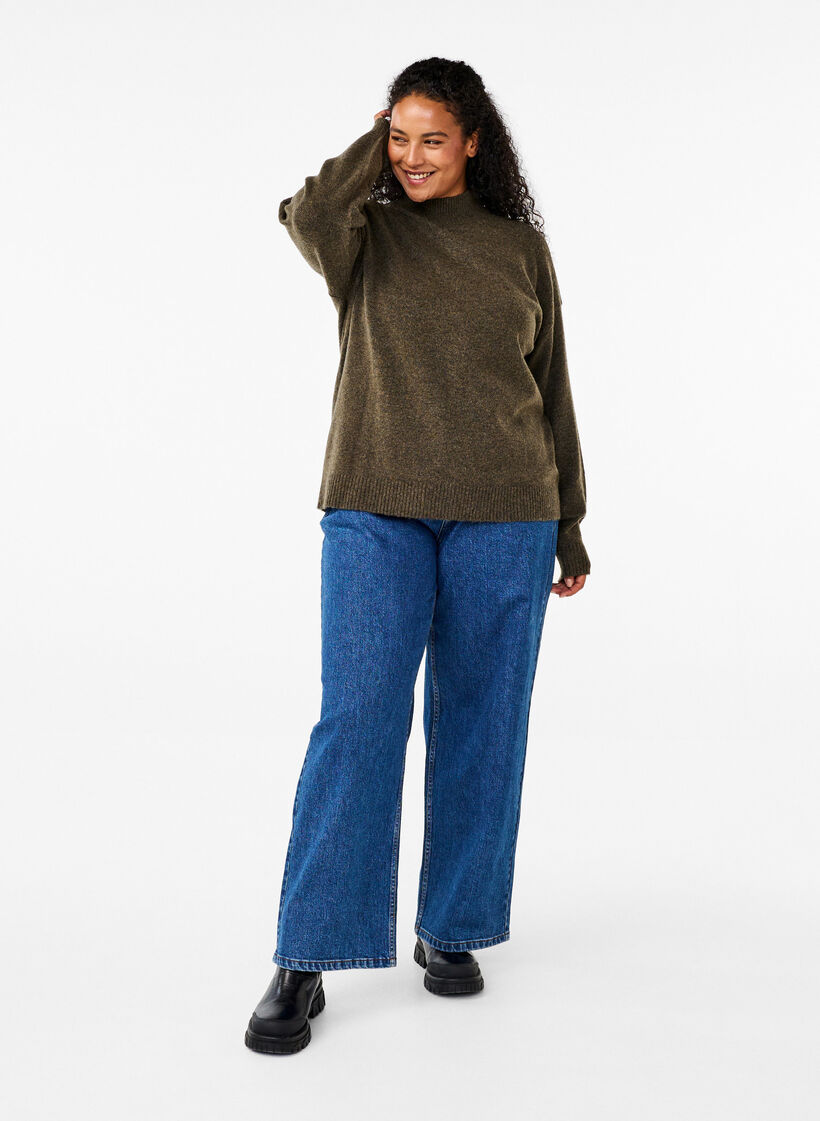 Dzianinowa welniana bluzka ze stójka, Sea Turtle Mel., Model image number 2