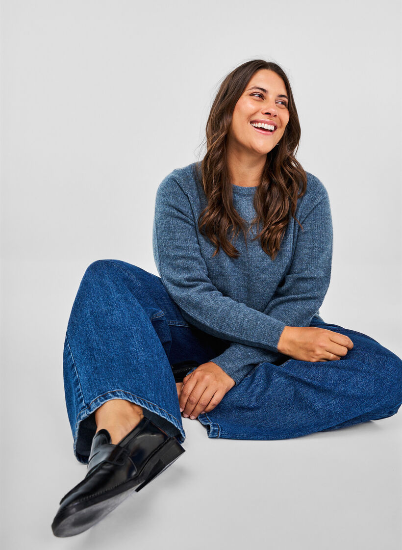 Melanzowy sweter z okraglym dekoltem, Bering Sea Mel., Image image number 0