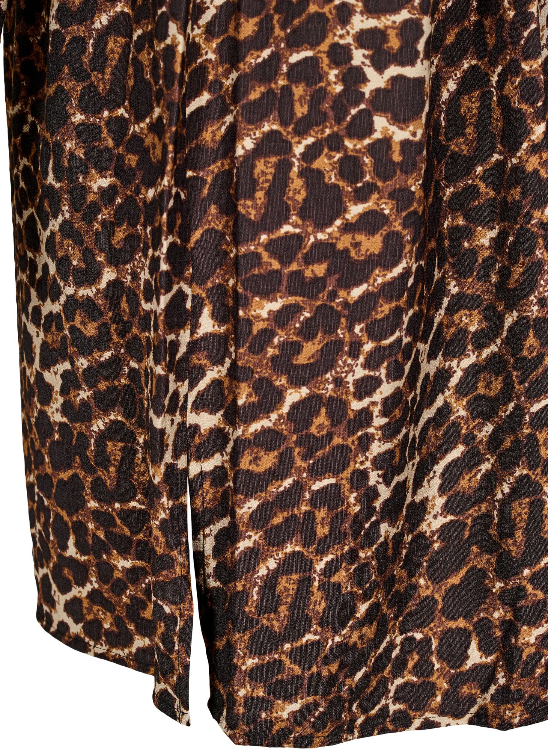 Zizzi Sukienka koszulowa z wiazanym paskiem i dlugimi rekawami, Brązowy, Packshot image number 3