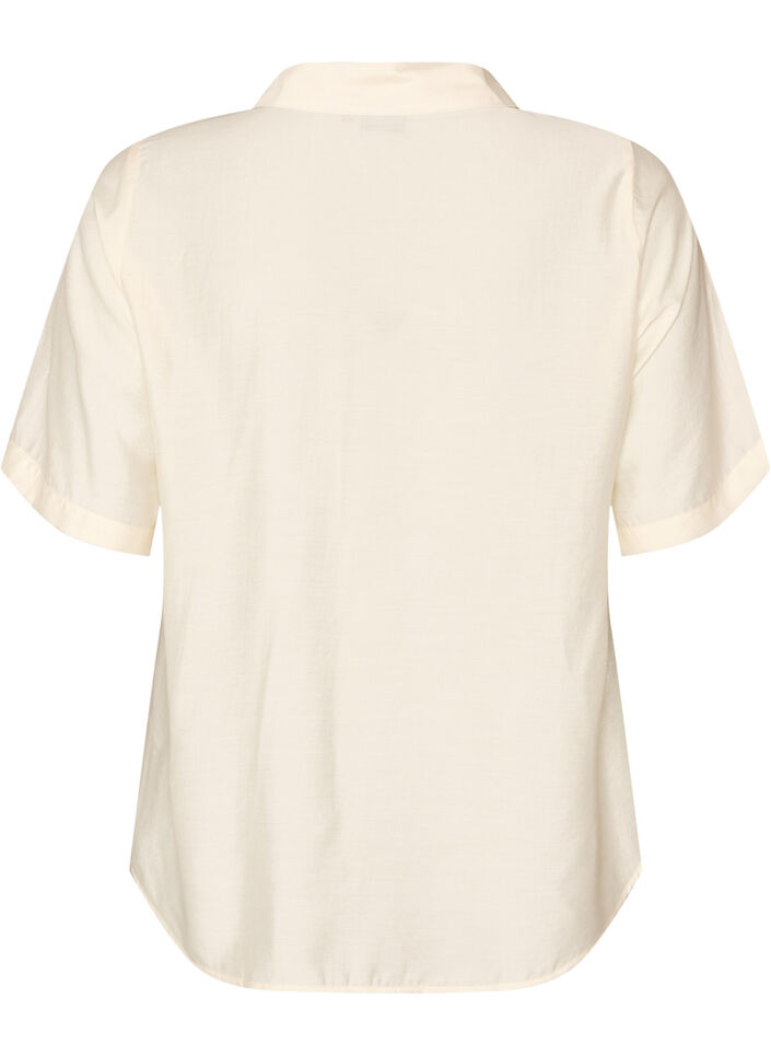 Bluzka koszula z rekawami do lokcia i kwiatowymi detalami, Beżowy, Packshot image number 1