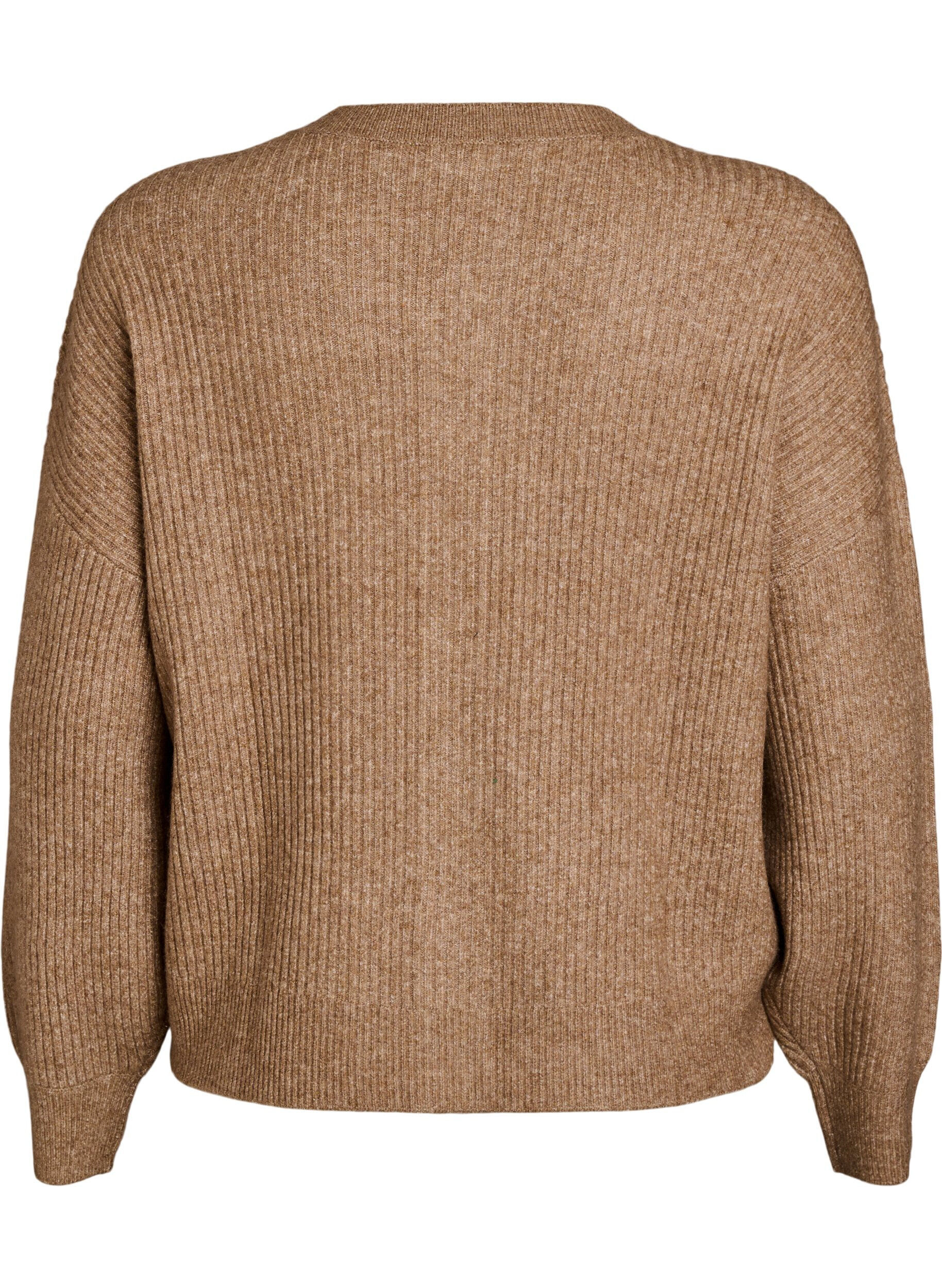 ZizziKardigan z dzianiny w prazki, zapinany na guziki, Brązowy, Packshot image number 1