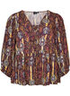 Bluzka z nadrukiem w stylu paisley i koronkowym detalem, Fioletowy, Packshot image number 0