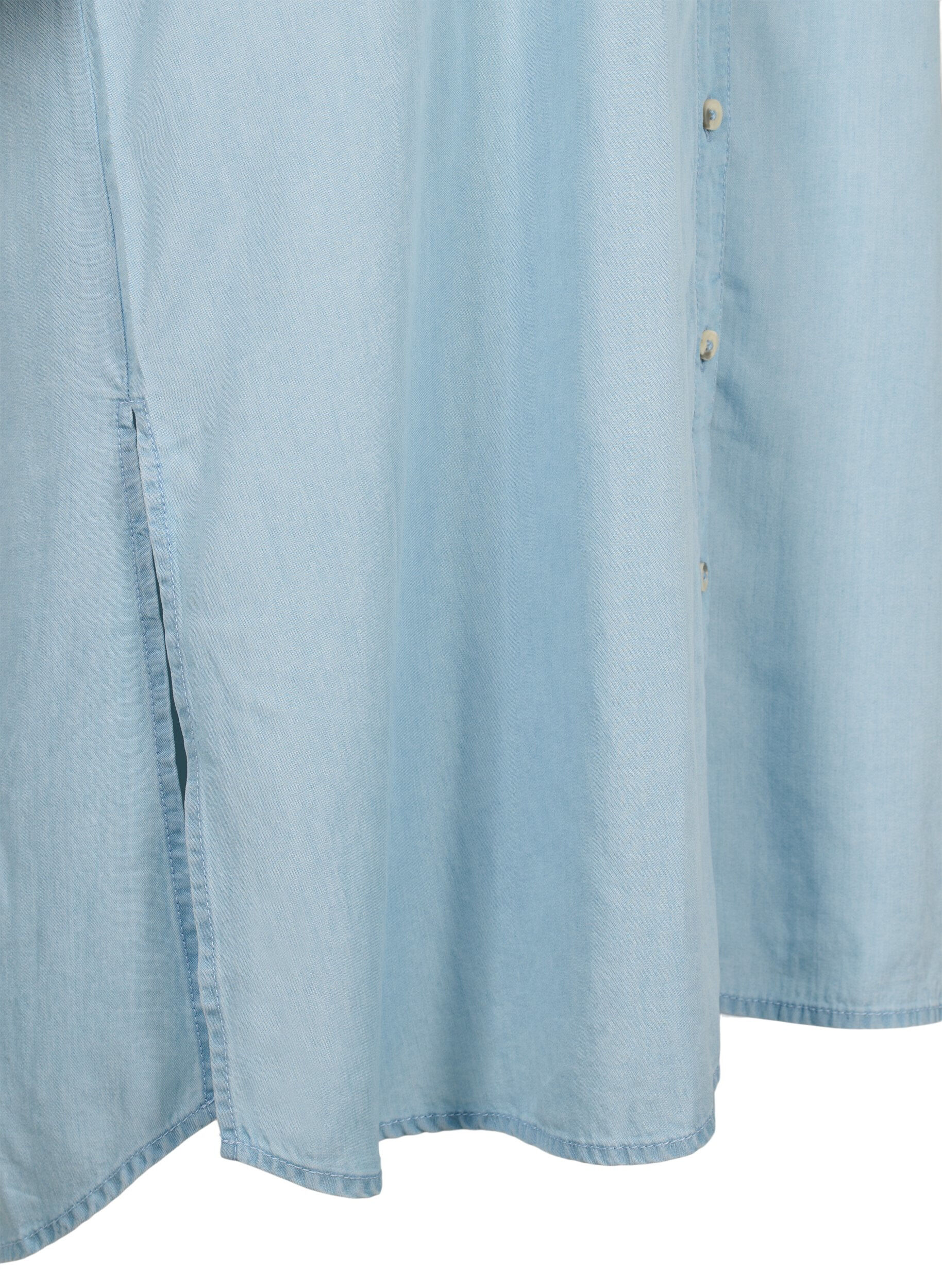 Zizzi Sukienka koszulowa z kr&oacute;tkim rekawem, wykonana z lyocellu (TENCEL&trade;), Light blue denim, Packshot image number 3