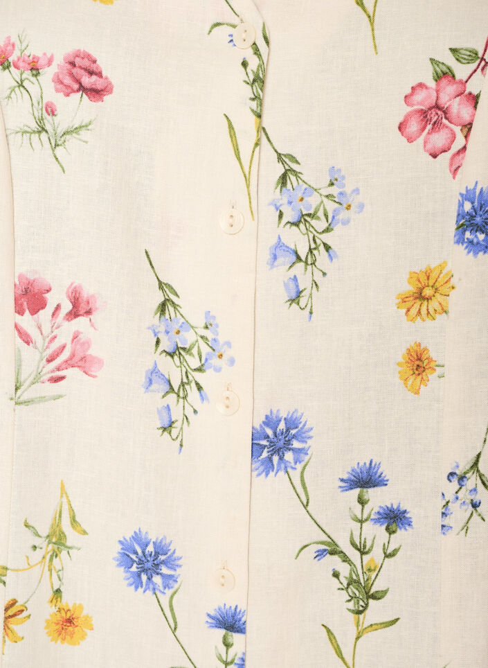 Sukienka midi z lnu i wiskozy z falbankami na rekawach, Beżowy, Packshot image number 2