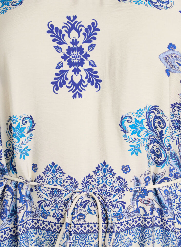 Sukienka midi z wiskozy w krate z paskiem do wiazania, Niebieskie, Packshot image number 2