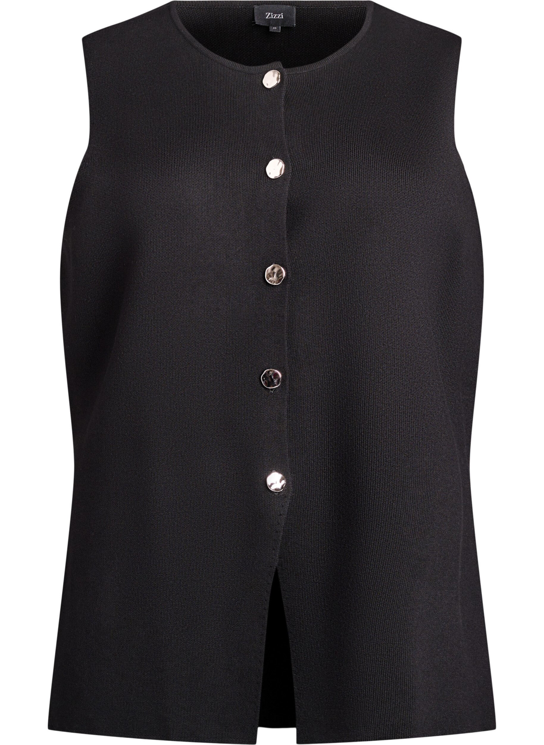 bezrekawnik dzianinowy z ozdobnymi guziki