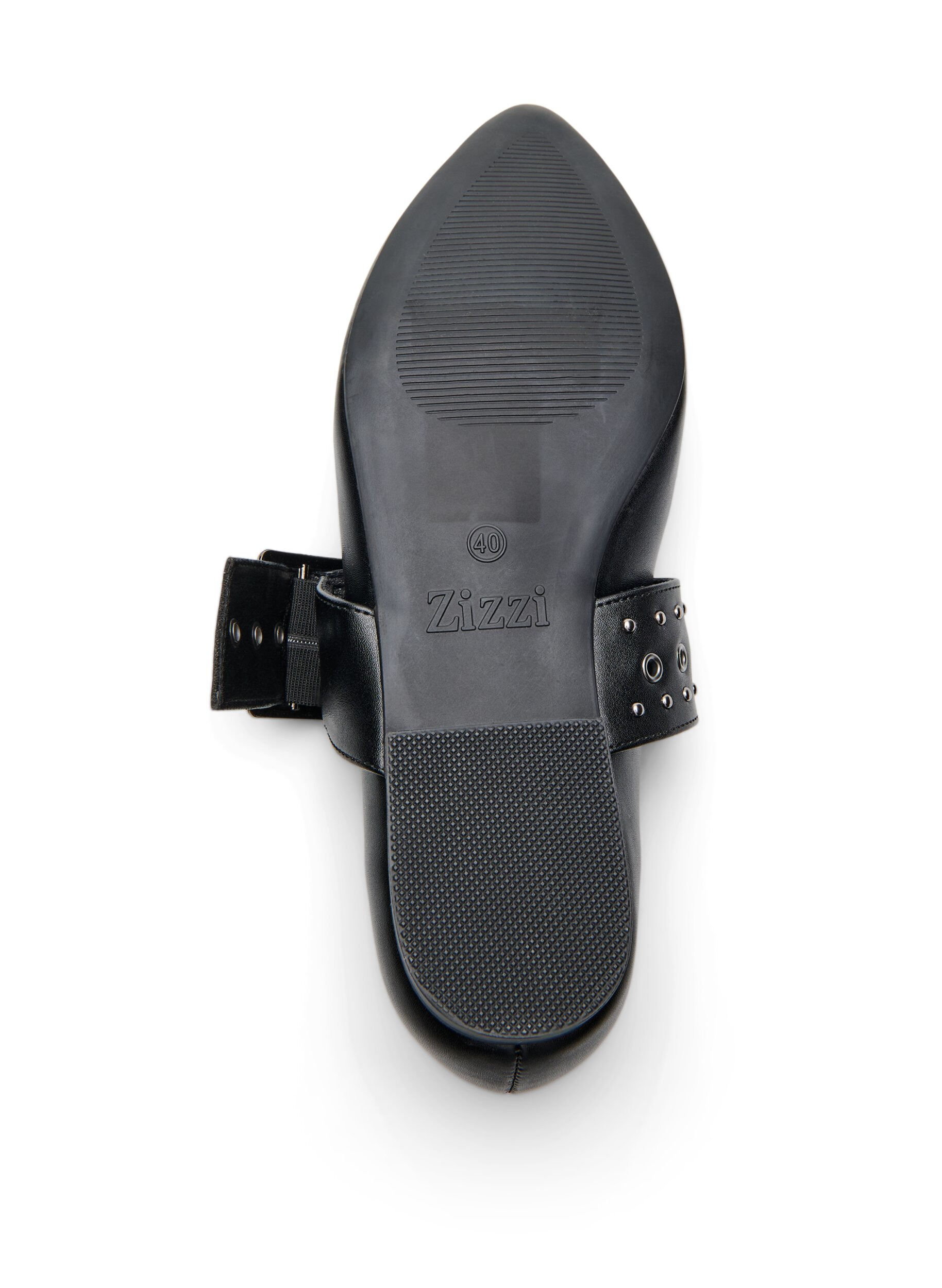 Zizzi Szerokie - Baleriny ze szpicem, klamra i cwiekami, Czarne, Packshot image number 4