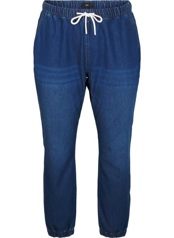 Jeansowe joggery z kieszeniami, Niebieskie, Packshot image number 0