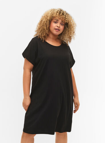 2-pack bawelniana sukienka z krótkimi rekawami, Black/Black, Model image number 0