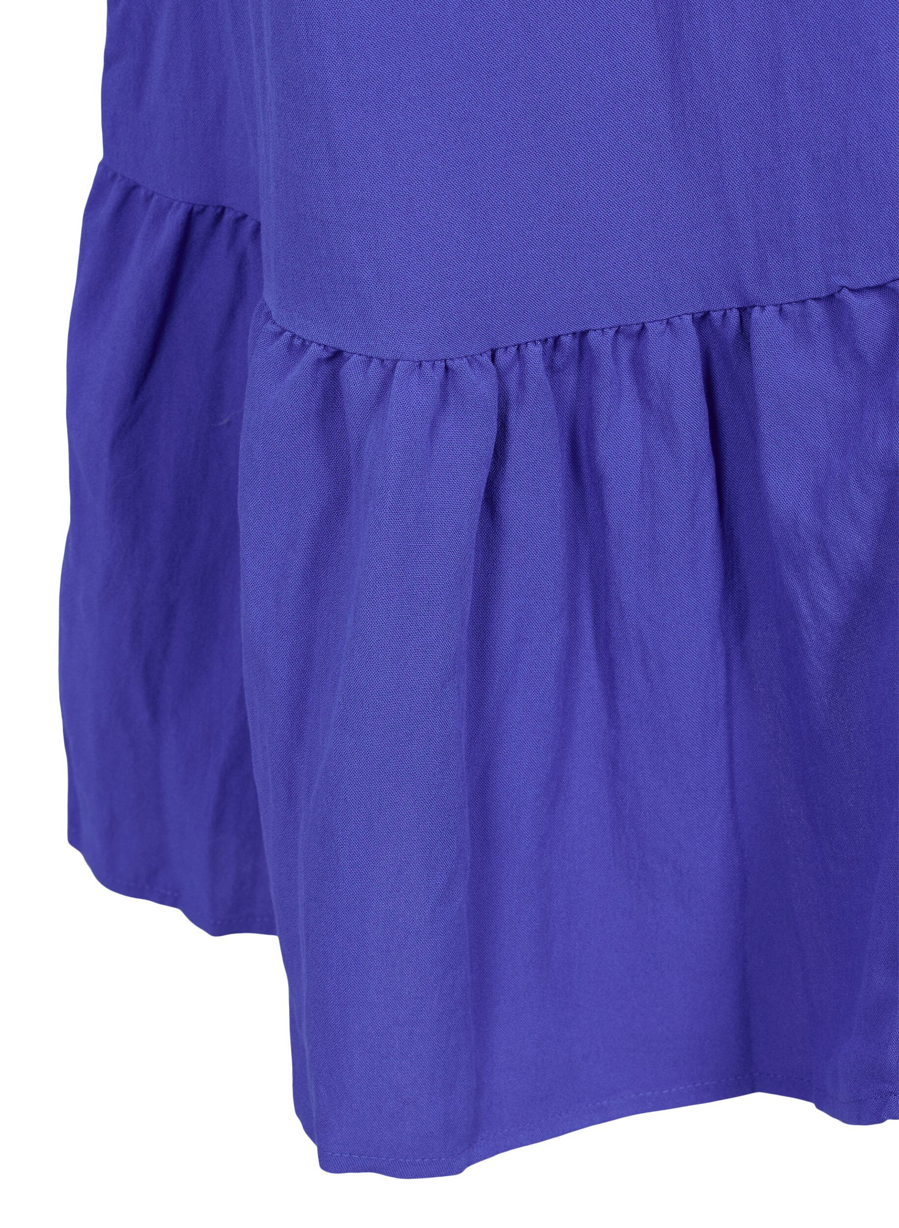 Zizzi Short-sleeved viscose dress with v-neck, Dazzling Blue, Packshot image number 3