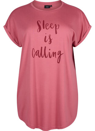 Koszula nocna z krótkim rekawem i nadrukiem tekstowym, Slate Rose Sleep, Packshot image number 0