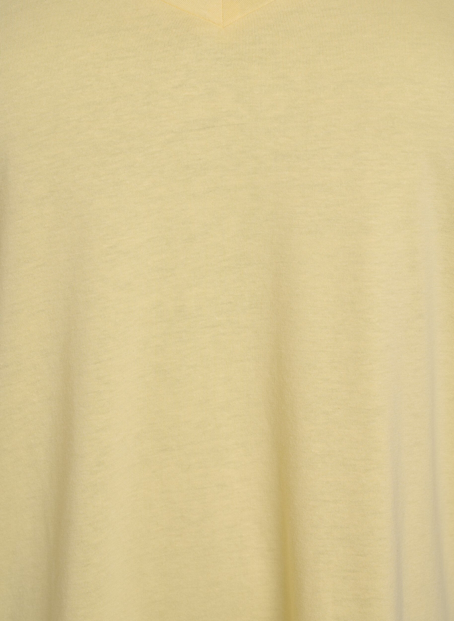 Zizzi T-shirt z kr&oacute;tkim rekawem i dekoltem w szpic, Ż&oacute;łty, Packshot image number 2