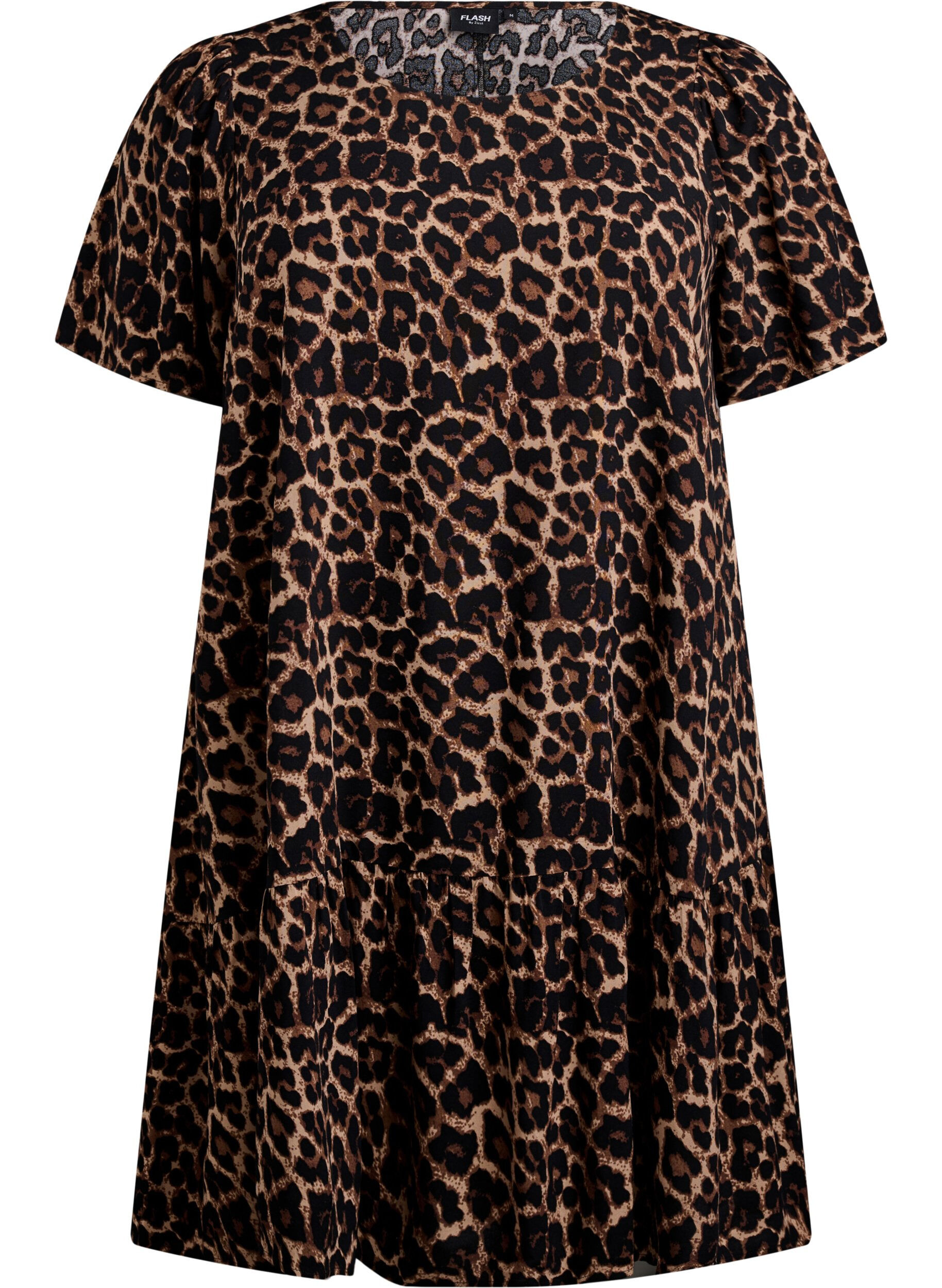 Zizzi Flash &ndash; sukienka z wiskozy z wcieciem, Brązowy, Packshot image number 0