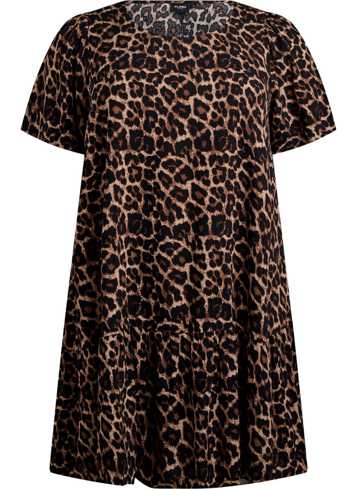 Flash – sukienka z wiskozy z wcieciem, Brązowy, Packshot image number 0