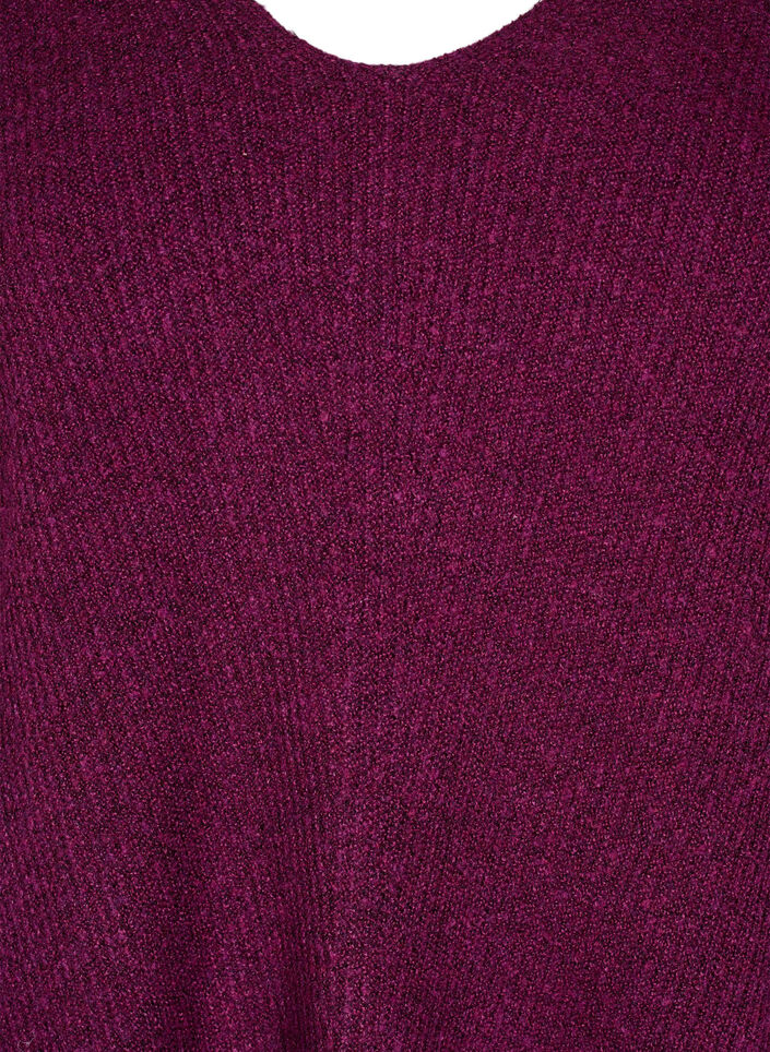 Dzianinowa bluzka z dekoltem w szpic i dlugimi rekawami, Potent P. Black Mel., Packshot image number 2