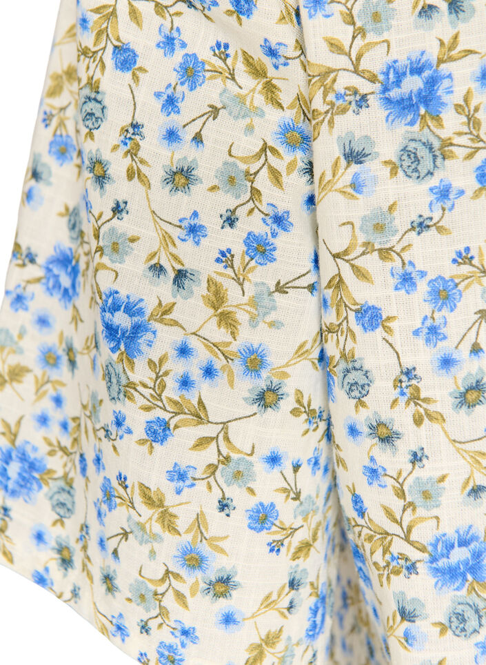 Koszula bawelniana z kr&oacute;tkim rekawem i dekoltem w ksztalcie litery V, Niebieskie, Packshot image number 3