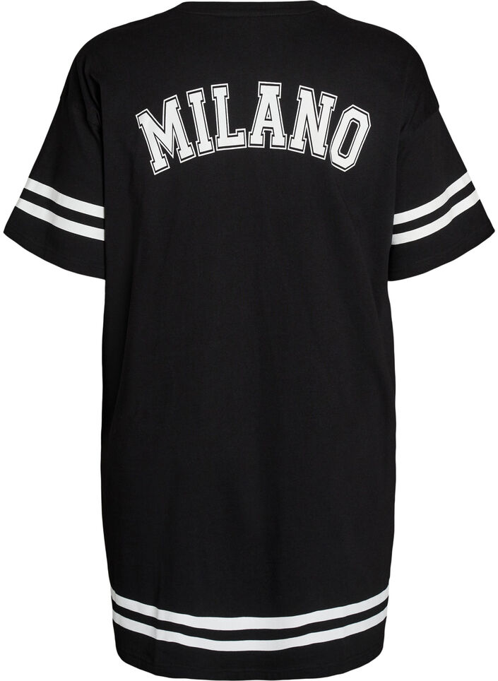 Kr&oacute;tka sukienka koszulkowa ze sportowymi detalami, Czarne, Packshot image number 1