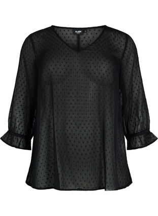 Flash – bluzka z rekawami 3/4 i teksturowanym wzorem, Black, Packshot image number 0