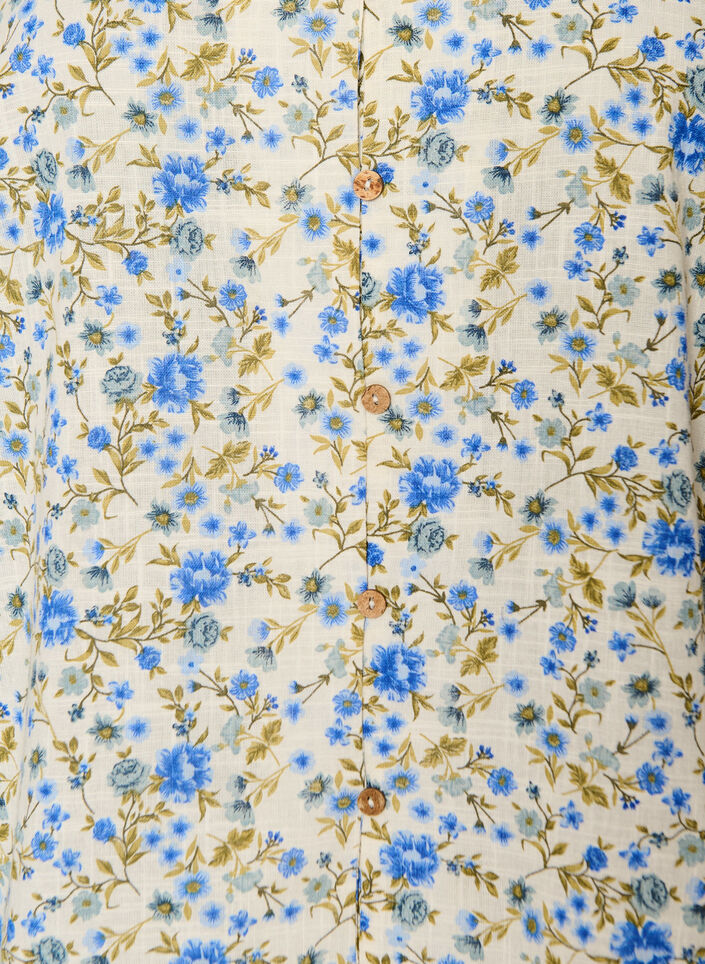 Koszula bawelniana z kr&oacute;tkim rekawem i dekoltem w ksztalcie litery V, Niebieskie, Packshot image number 2