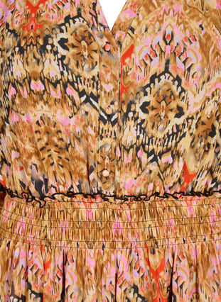 Wzorzysta sukienka midi z marszczeniem i rekawami 3/4, Colorful Ethnic, Packshot image number 2