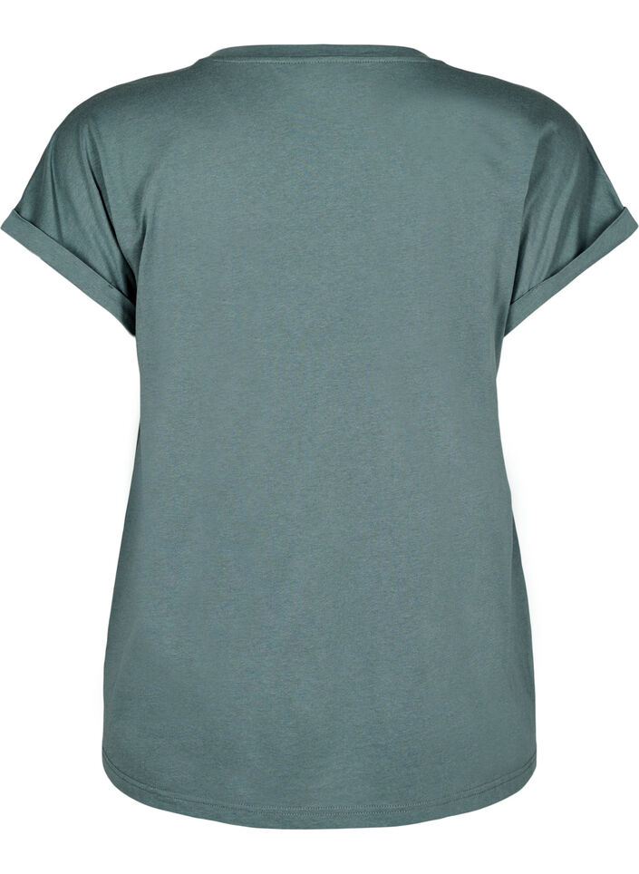 T-shirt z kr&oacute;tkim rekawem z mieszanki bawelny, Zielony, Packshot image number 1