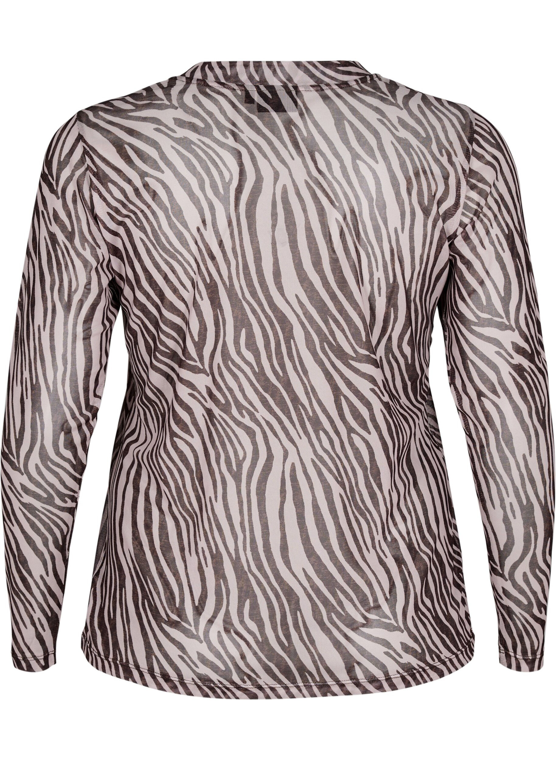 ZizziSiateczkowy top z nadrukiem w zebre, Czarne, Packshot image number 1