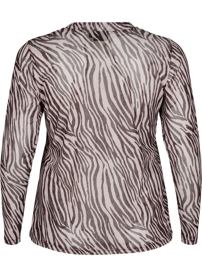 Siateczkowy top z nadrukiem w zebre, Czarne, Packshot image number 1