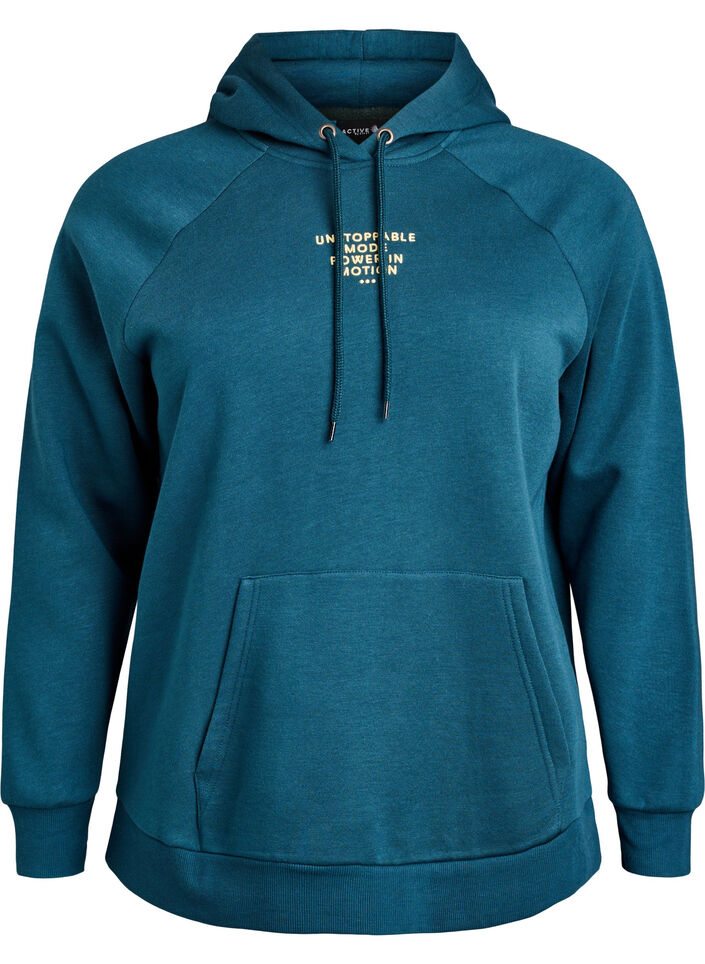 Bluza z kapturem z haftowanym motywem z przodu, Zielony, Packshot image number 0