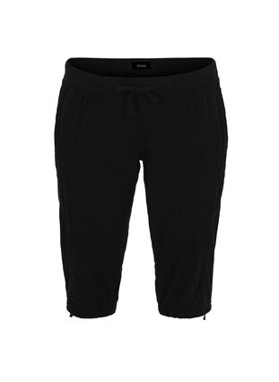 Bawelniane spodnie capri, Black, Packshot image number 0