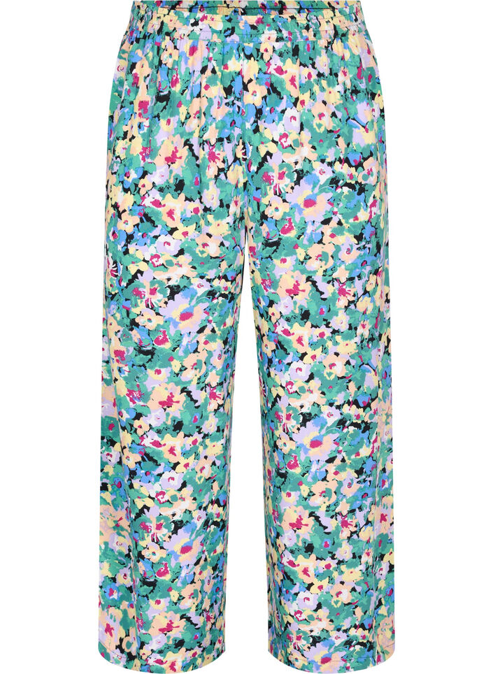 Loose printed viscose trousers, Multi AOP, Packshot image number 0