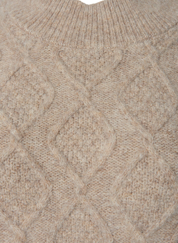 Wzorzysty sweter z dzianiny z golfem, Simply Taupe Mel., Packshot image number 2