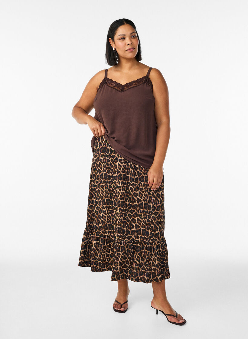 Dluga sp&oacute;dnica z wiazanym paskiem i falbana u dolu, Czarne, Model image number 0