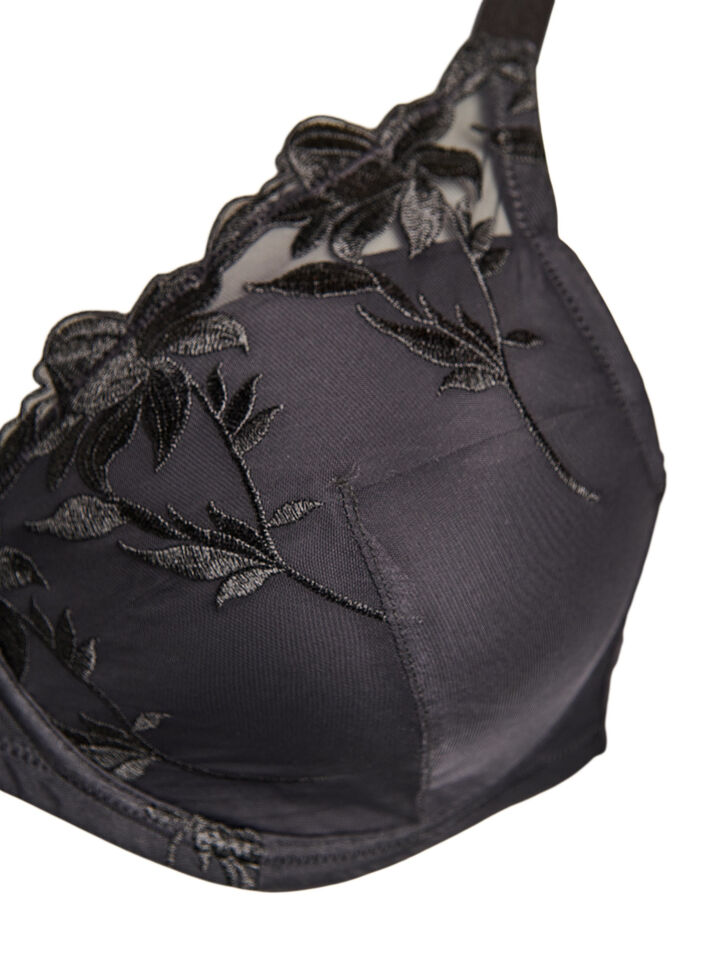 Usztywniany, haftowany biustonosz z fiszbinami, Czarne, Packshot image number 2