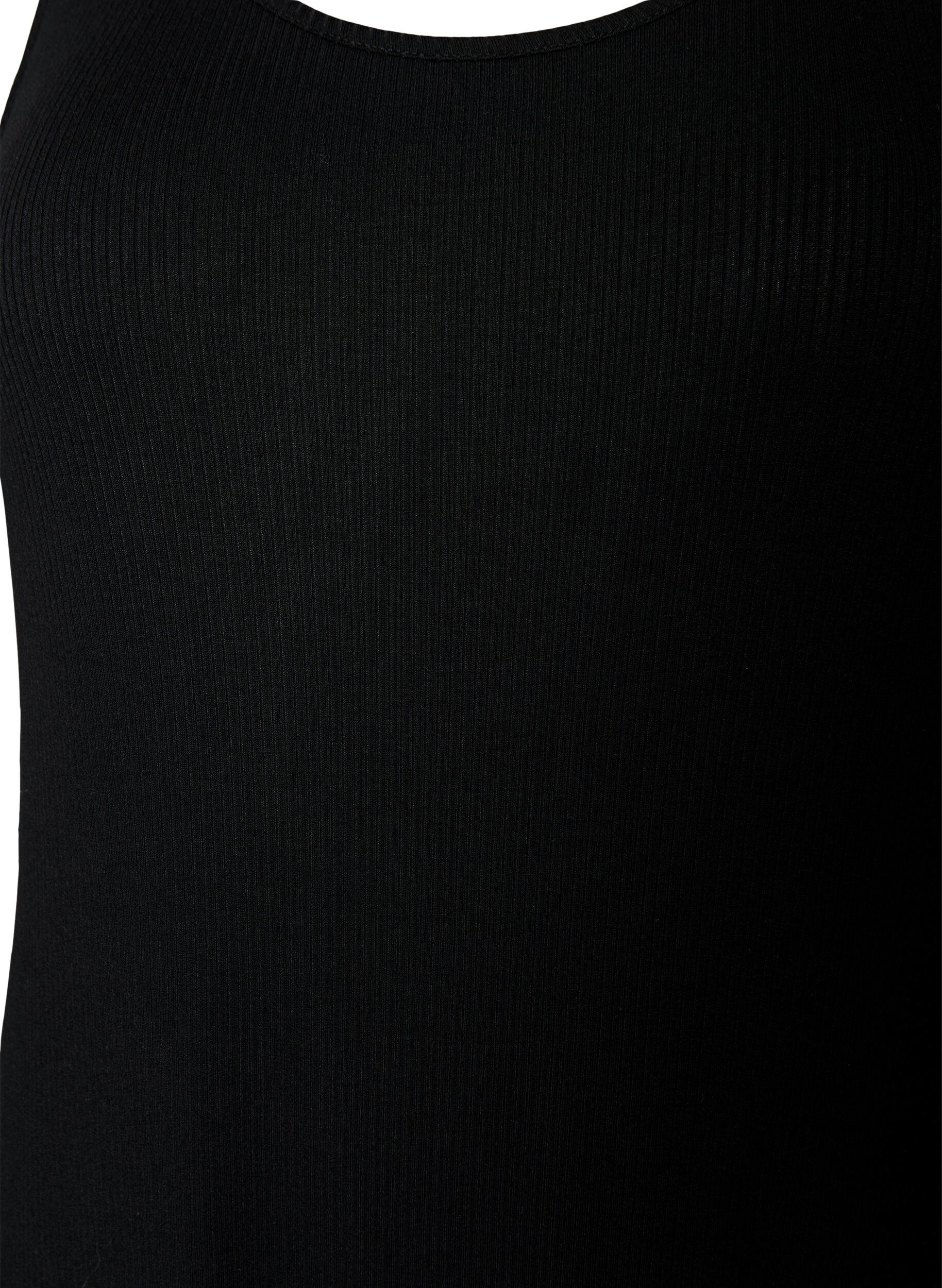 Zizzi Prazkowana sukienka z wiskozy bez rekaw&oacute;w, Czarne, Packshot image number 2