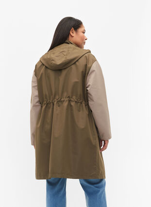 Kontrastowa kurtka z kieszeniami, Dark Olive Comb., Model image number 1